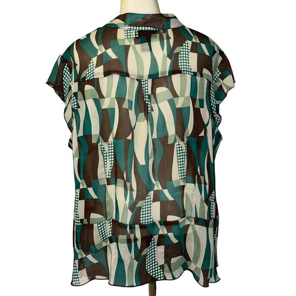 Lane Bryant Top Blouse Sheer Plus Size 18/20 Multicolor Sleeveless Button Front - Picture 3 of 6